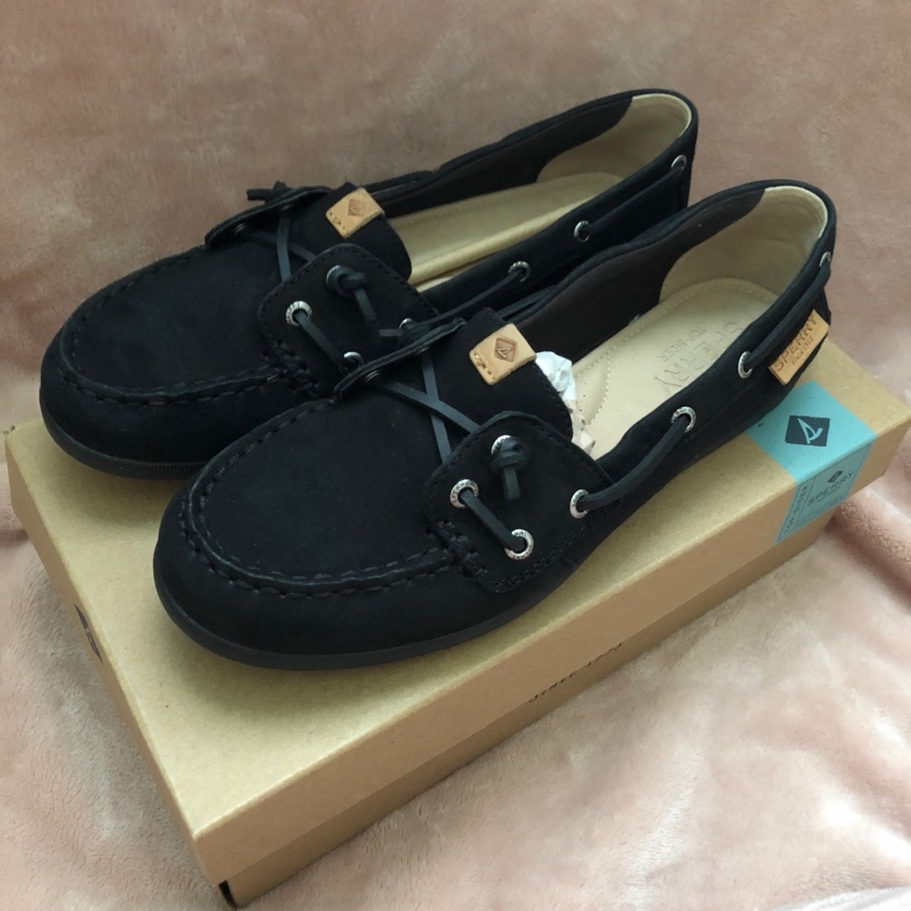 Sperry Coil Ivory Leather/Canvas Black